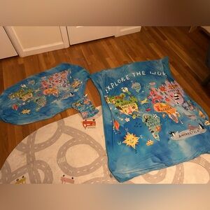 Little Sleepies Around the World crib sheet and cloud blanket